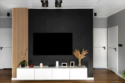 طراحی دیوار تلویزیون با ام دی اف